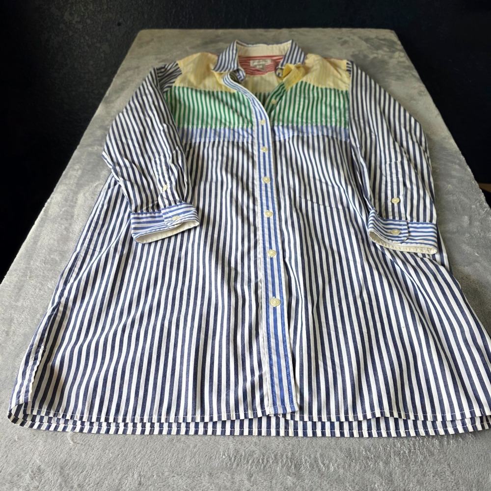 Jones New York Signature Midi Polo Shirt Dress Womens Sz 8 Colorful Stripes